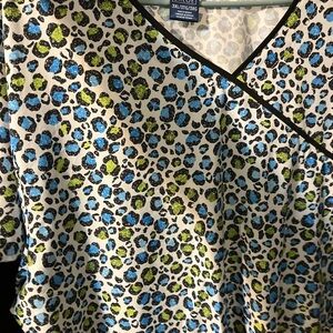 Leopard Print V-Neck scrub top